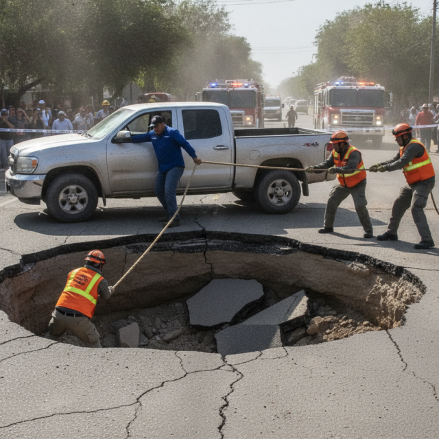 Socavón Hermosillo camioneta